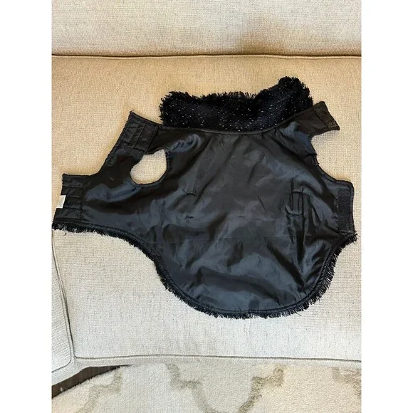 Dog Sparkly Jacket with Bling Belt Dress Costume Outfit Pet Fashion Black Sz M - Picture 5 of 8